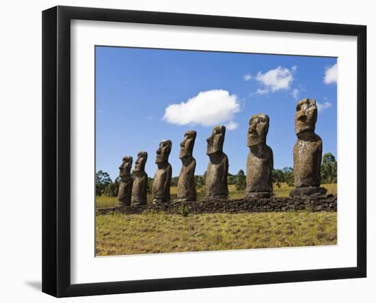 Ahu Tongariki, Tongariki Is a Row of 15 Giant Stone Moai Statues, Rapa Nui, Chile-Gavin Hellier-Framed Photographic Print