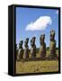 Ahu Tongariki, Tongariki Is a Row of 15 Giant Stone Moai Statues, Rapa Nui, Chile-Gavin Hellier-Framed Stretched Canvas