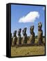Ahu Tongariki, Tongariki Is a Row of 15 Giant Stone Moai Statues, Rapa Nui, Chile-Gavin Hellier-Framed Stretched Canvas