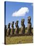 Ahu Tongariki, Tongariki Is a Row of 15 Giant Stone Moai Statues, Rapa Nui, Chile-Gavin Hellier-Stretched Canvas