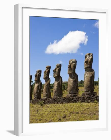 Ahu Tongariki, Tongariki Is a Row of 15 Giant Stone Moai Statues, Rapa Nui, Chile-Gavin Hellier-Framed Photographic Print