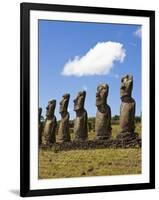 Ahu Tongariki, Tongariki Is a Row of 15 Giant Stone Moai Statues, Rapa Nui, Chile-Gavin Hellier-Framed Photographic Print