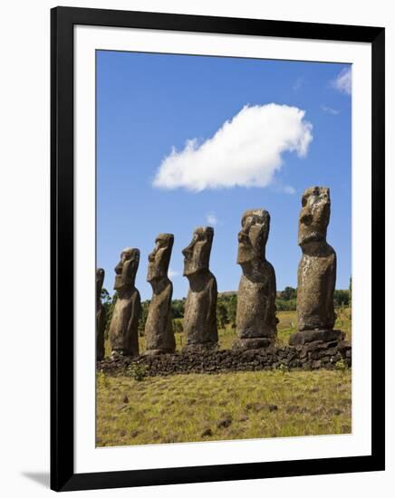 Ahu Tongariki, Tongariki Is a Row of 15 Giant Stone Moai Statues, Rapa Nui, Chile-Gavin Hellier-Framed Photographic Print