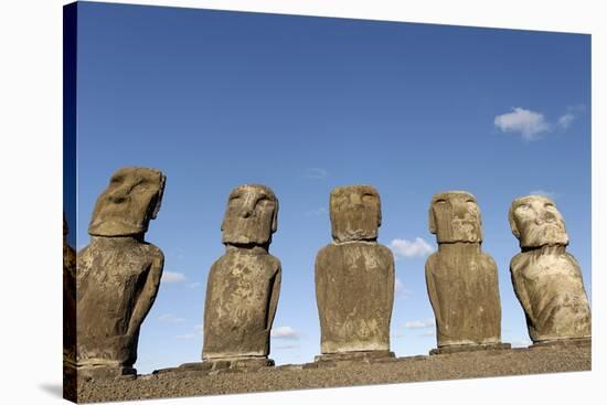 Ahu Tongariki Where 15 Moai Statues Stand with their Backs to the Ocean-Jean-Pierre De Mann-Stretched Canvas