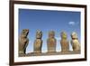 Ahu Tongariki Where 15 Moai Statues Stand with their Backs to the Ocean-Jean-Pierre De Mann-Framed Photographic Print