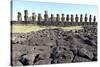 Ahu Tongariki Where 15 Moai Statues Stand with their Backs to the Ocean-Jean-Pierre De Mann-Stretched Canvas