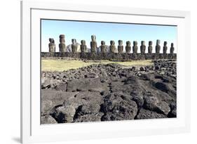 Ahu Tongariki Where 15 Moai Statues Stand with their Backs to the Ocean-Jean-Pierre De Mann-Framed Photographic Print