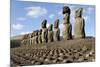 Ahu Tongariki Where 15 Moai Statues Stand with their Backs to the Ocean-Jean-Pierre De Mann-Mounted Photographic Print