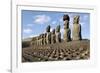 Ahu Tongariki Where 15 Moai Statues Stand with their Backs to the Ocean-Jean-Pierre De Mann-Framed Photographic Print