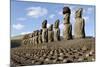 Ahu Tongariki Where 15 Moai Statues Stand with their Backs to the Ocean-Jean-Pierre De Mann-Mounted Photographic Print