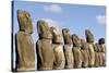 Ahu Tongariki Where 15 Moai Statues Stand with their Backs to the Ocean-Jean-Pierre De Mann-Stretched Canvas