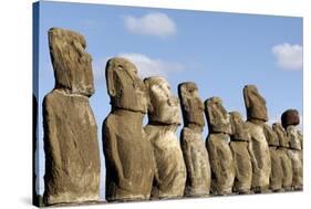 Ahu Tongariki Where 15 Moai Statues Stand with their Backs to the Ocean-Jean-Pierre De Mann-Stretched Canvas
