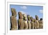 Ahu Tongariki Where 15 Moai Statues Stand with their Backs to the Ocean-Jean-Pierre De Mann-Framed Photographic Print