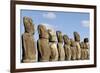 Ahu Tongariki Where 15 Moai Statues Stand with their Backs to the Ocean-Jean-Pierre De Mann-Framed Photographic Print