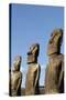 Ahu Tongariki Where 15 Moai Statues Stand with their Backs to the Ocean-Jean-Pierre De Mann-Stretched Canvas