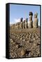 Ahu Tongariki Where 15 Moai Statues Stand with their Backs to the Ocean-Jean-Pierre De Mann-Framed Stretched Canvas