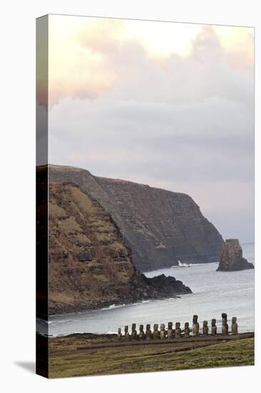 Ahu Tongariki Where 15 Moai Statues Stand with their Backs to the Ocean-Jean-Pierre De Mann-Stretched Canvas