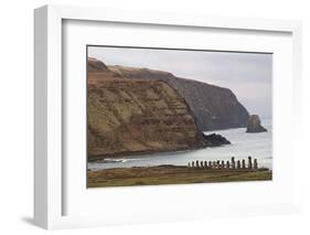 Ahu Tongariki Where 15 Moai Statues Stand with their Backs to the Ocean-Jean-Pierre De Mann-Framed Photographic Print