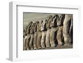 Ahu Tongariki Where 15 Moai Statues Stand with their Backs to the Ocean-Jean-Pierre De Mann-Framed Photographic Print