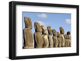 Ahu Tongariki Where 15 Moai Statues Stand with their Backs to the Ocean-Jean-Pierre De Mann-Framed Photographic Print