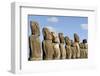 Ahu Tongariki Where 15 Moai Statues Stand with their Backs to the Ocean-Jean-Pierre De Mann-Framed Photographic Print