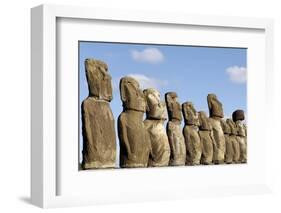 Ahu Tongariki Where 15 Moai Statues Stand with their Backs to the Ocean-Jean-Pierre De Mann-Framed Photographic Print