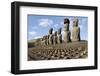 Ahu Tongariki Where 15 Moai Statues Stand with their Backs to the Ocean-Jean-Pierre De Mann-Framed Photographic Print