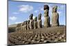 Ahu Tongariki Where 15 Moai Statues Stand with their Backs to the Ocean-Jean-Pierre De Mann-Mounted Photographic Print