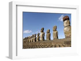 Ahu Tongariki Where 15 Moai Statues Stand with their Backs to the Ocean-Jean-Pierre De Mann-Framed Photographic Print