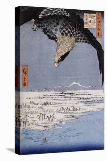 Aigle au-dessus des champs de Susaki à Fukagawa-Ando Hiroshige-Stretched Canvas