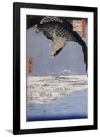 Aigle au-dessus des champs de Susaki à Fukagawa-Ando Hiroshige-Framed Giclee Print