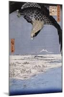 Aigle au-dessus des champs de Susaki à Fukagawa-Ando Hiroshige-Mounted Giclee Print