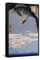 Aigle au-dessus des champs de Susaki à Fukagawa-Ando Hiroshige-Framed Stretched Canvas