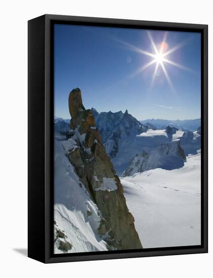 Aiguille du Midi, French Alps, Chamonix, France-Walter Bibikow-Framed Stretched Canvas