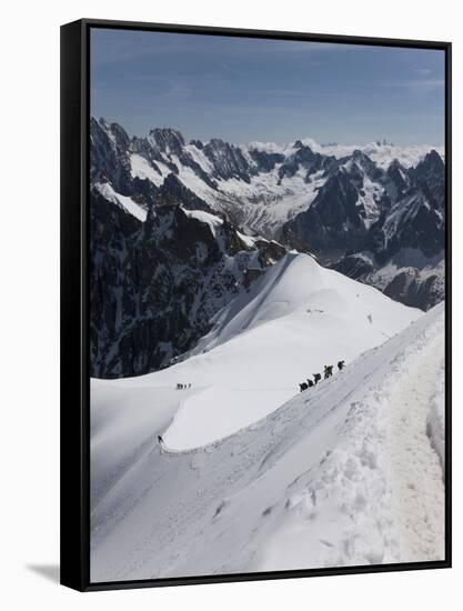 Aiguille Du Midi, View of the Mont Blanc Massif, Chamonix, Haute Savoie, French Alps, France, Europ-Angelo Cavalli-Framed Stretched Canvas