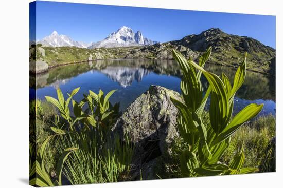 Aiguille Verte from Lac Des Cheserys, Haute Savoie, French Alps, France-Roberto Moiola-Stretched Canvas