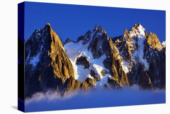 Aiguilles De Chamonix at Sunset with Clouds Rising, Haute Savoie, France, Europe, September 2008-Frank Krahmer-Stretched Canvas