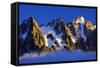 Aiguilles De Chamonix at Sunset with Clouds Rising, Haute Savoie, France, Europe, September 2008-Frank Krahmer-Framed Stretched Canvas