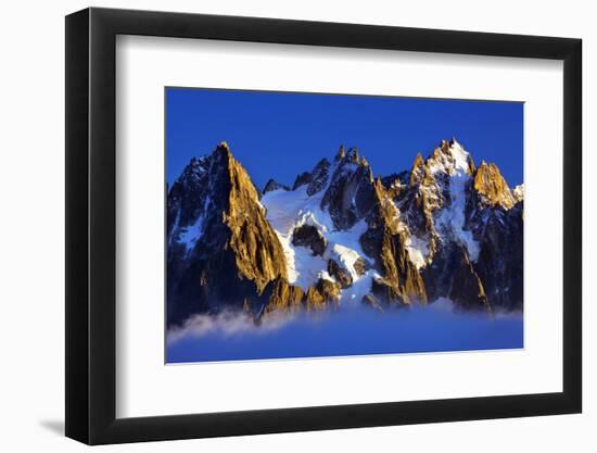 Aiguilles De Chamonix at Sunset with Clouds Rising, Haute Savoie, France, Europe, September 2008-Frank Krahmer-Framed Photographic Print