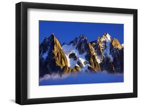 Aiguilles De Chamonix at Sunset with Clouds Rising, Haute Savoie, France, Europe, September 2008-Frank Krahmer-Framed Photographic Print