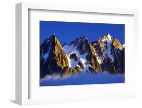 Aiguilles De Chamonix at Sunset with Clouds Rising, Haute Savoie, France, Europe, September 2008-Frank Krahmer-Framed Photographic Print