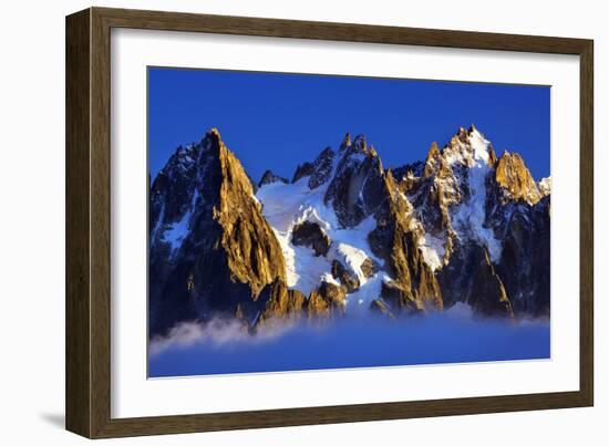 Aiguilles De Chamonix at Sunset with Clouds Rising, Haute Savoie, France, Europe, September 2008-Frank Krahmer-Framed Photographic Print