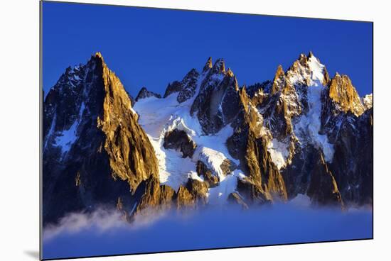 Aiguilles De Chamonix at Sunset with Clouds Rising, Haute Savoie, France, Europe, September 2008-Frank Krahmer-Mounted Photographic Print