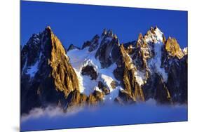 Aiguilles De Chamonix at Sunset with Clouds Rising, Haute Savoie, France, Europe, September 2008-Frank Krahmer-Mounted Photographic Print