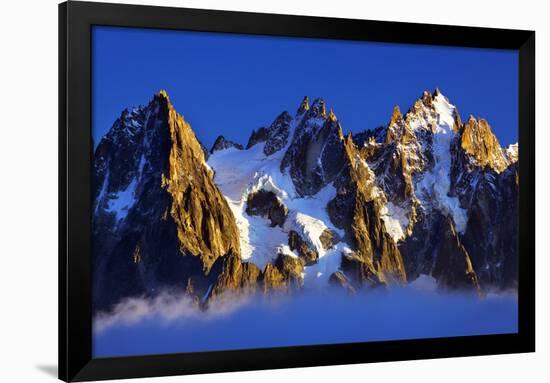 Aiguilles De Chamonix at Sunset with Clouds Rising, Haute Savoie, France, Europe, September 2008-Frank Krahmer-Framed Photographic Print