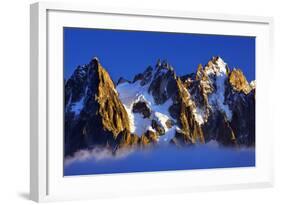 Aiguilles De Chamonix at Sunset with Clouds Rising, Haute Savoie, France, Europe, September 2008-Frank Krahmer-Framed Photographic Print