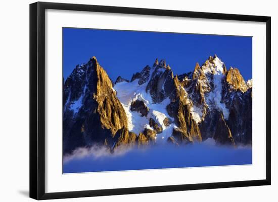 Aiguilles De Chamonix at Sunset with Clouds Rising, Haute Savoie, France, Europe, September 2008-Frank Krahmer-Framed Photographic Print