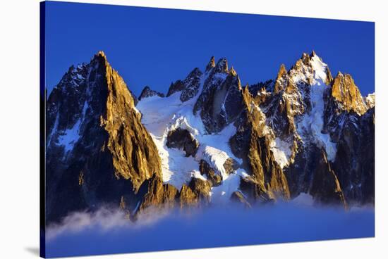 Aiguilles De Chamonix at Sunset with Clouds Rising, Haute Savoie, France, Europe, September 2008-Frank Krahmer-Stretched Canvas