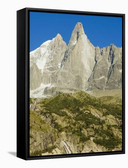 Aiguilles Du Dru, Mont Blanc Range, Chamonix, French Alps, France, Europe-Christian Kober-Framed Stretched Canvas