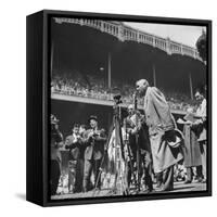 Ailing Babe Ruth Thanking Fans, Who Are Giving Him a Standing Ovation in Yankee Stadium-Ralph Morse-Framed Stretched Canvas